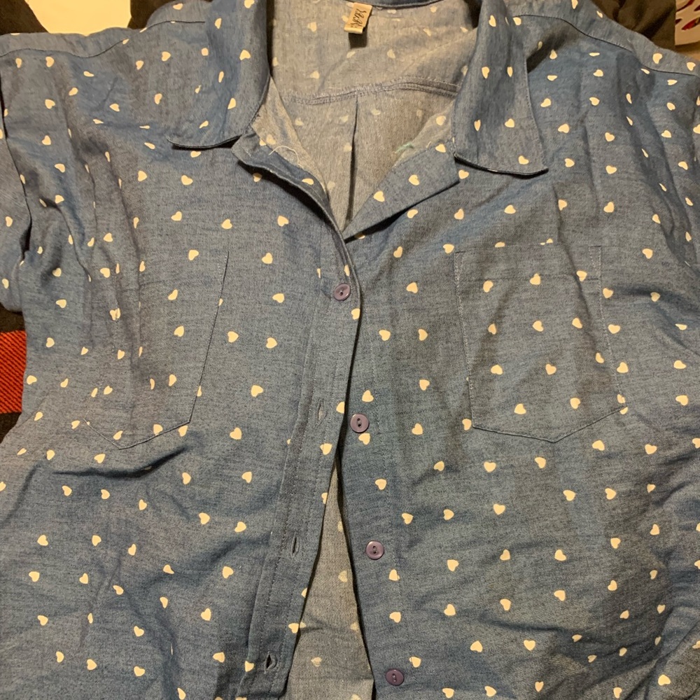 Womens plus button down short sleeve